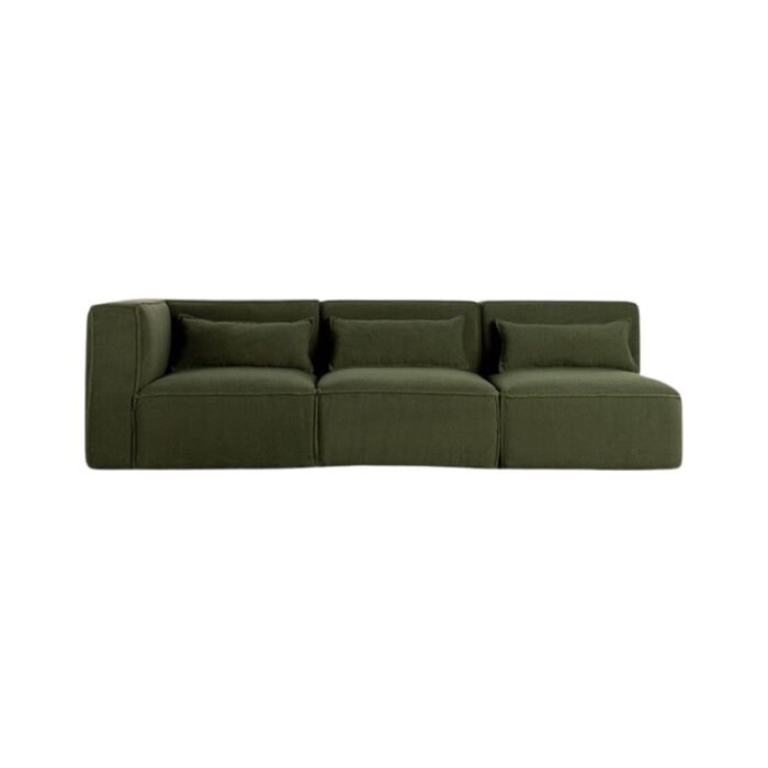 Modulinė sofa HALDEN su kampiniu ir 2 viduriniais moduliais, 3 dalys, 247 cm — Samanų žalia (bouclé)