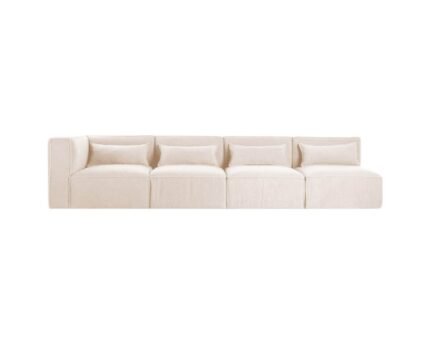 Modulinė sofa HALDEN su kampiniu ir 3 viduriniais moduliais, 4 dalys, 323 cm — Kreminė (bouclé)