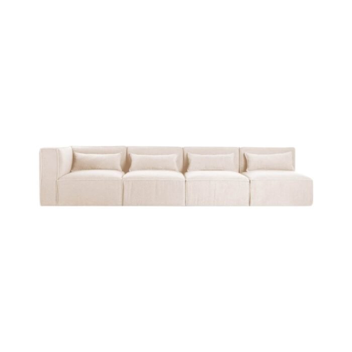 Modulinė sofa HALDEN su kampiniu ir 3 viduriniais moduliais, 4 dalys, 323 cm — Kreminė (bouclé)