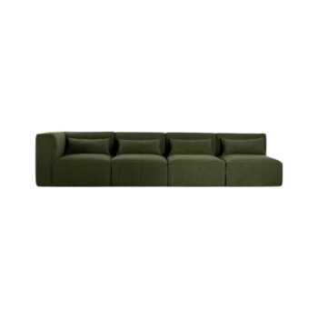Modulinė sofa HALDEN su kampiniu ir 3 viduriniais moduliais, 4 dalys, 323 cm — Samanų žalia (bouclé)