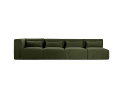 Modulinė sofa HALDEN su kampiniu ir 3 viduriniais moduliais, 4 dalys, 323 cm — Samanų žalia (bouclé)