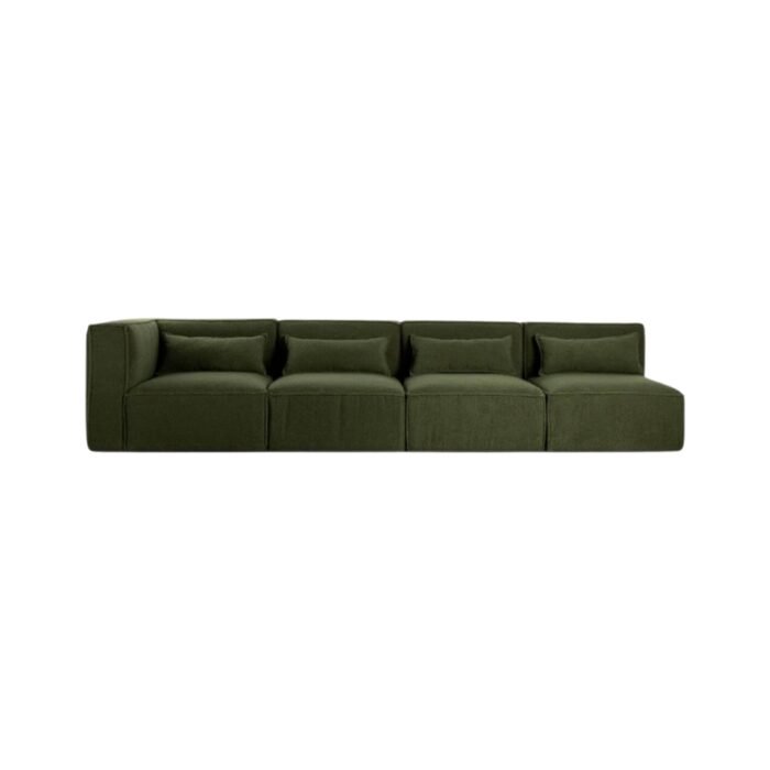 Modulinė sofa HALDEN su kampiniu ir 3 viduriniais moduliais, 4 dalys, 323 cm — Samanų žalia (bouclé)