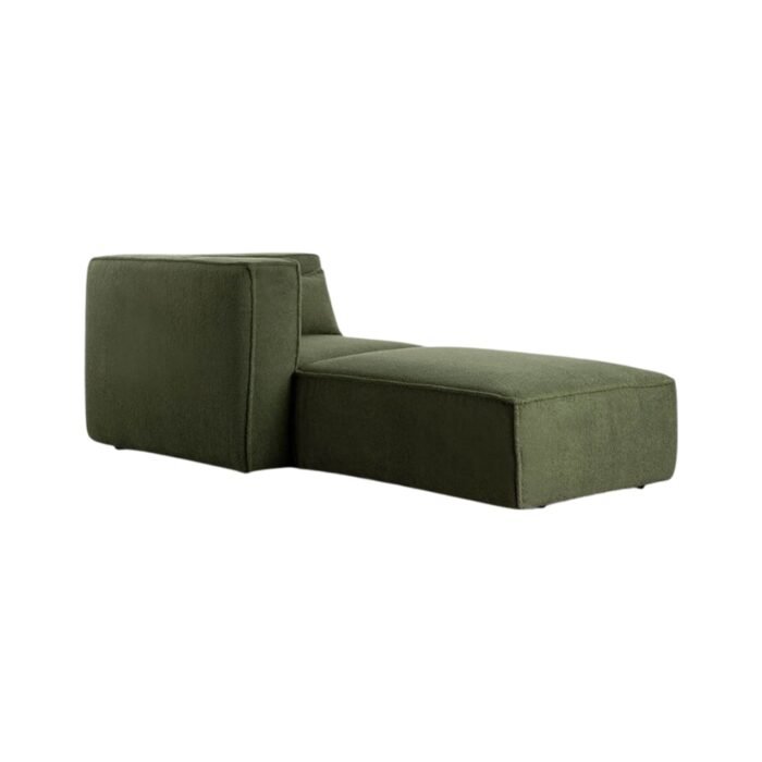 Modulinė sofa HALDEN su kampiniu moduliu ir pufu, 2 dalys, 97 cm — Samanų žalia (bouclé)