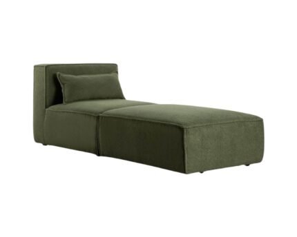 Modulinė sofa HALDEN su viduriniu moduliu ir pufu, 2 dalys, 76 cm — Samanų žalia (bouclé)