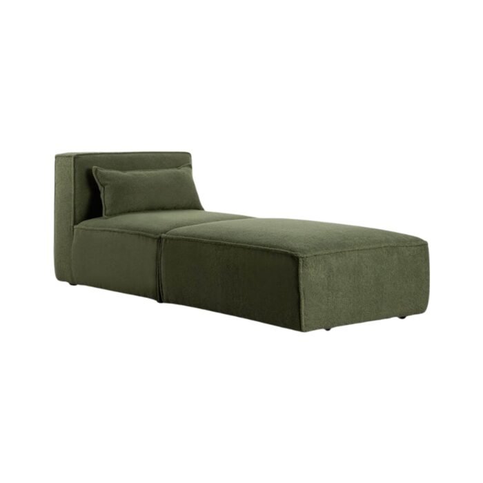 Modulinė sofa HALDEN su viduriniu moduliu ir pufu, 2 dalys, 76 cm — Samanų žalia (bouclé)
