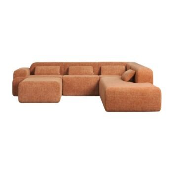 Modulinė sofa NORDBY su gultu ir pufu, 4 dalys, 290 cm