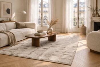 Pebble Japandi Style Embossed Rug