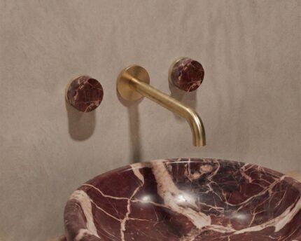 Potinkinis maišytuvas SOLVIK, šlifuotas auksas ir raudonas Cherry Gold marmuras — 1