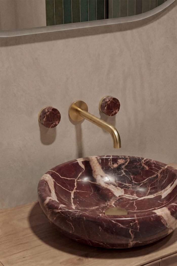 Potinkinis maišytuvas SOLVIK, šlifuotas auksas ir raudonas Cherry Gold marmuras — 1