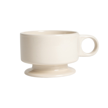 Puodelis ant kojelės KORA, kreminis, 180 ml