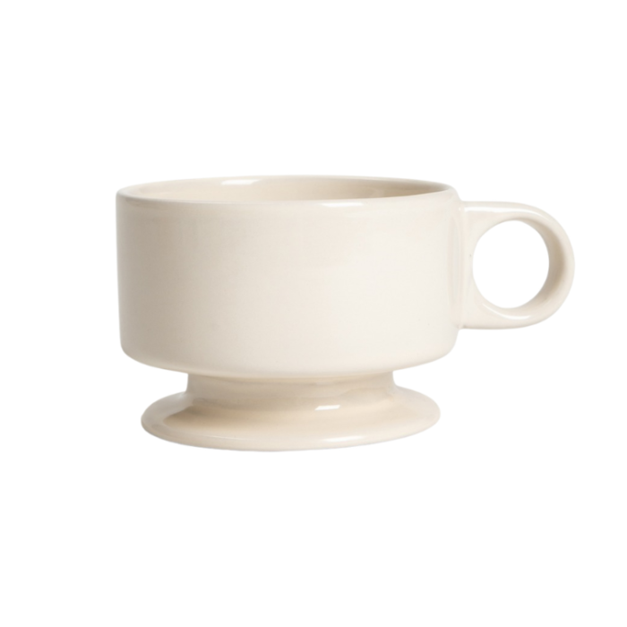 Puodelis ant kojelės KORA, kreminis, 180 ml