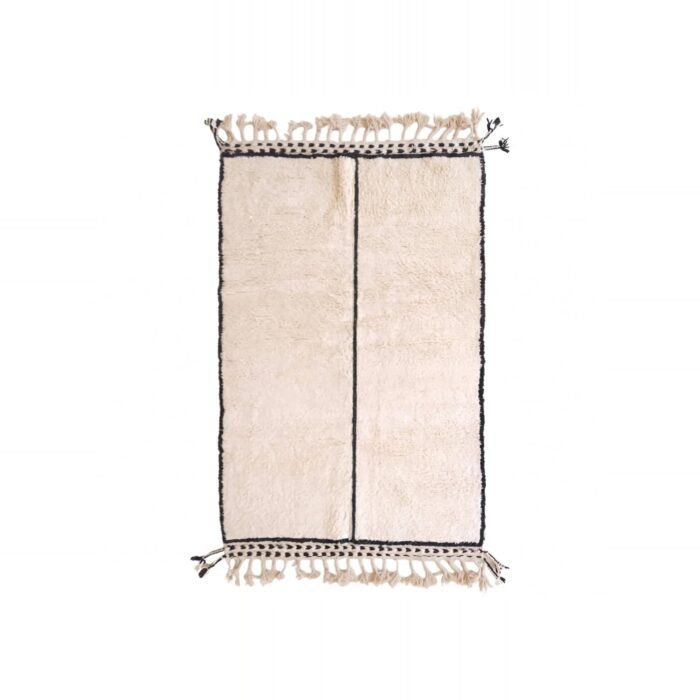 Pure wool Moroccan Berber rug, plain ivory