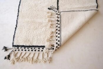 Pure wool Moroccan Berber rug, plain ivory