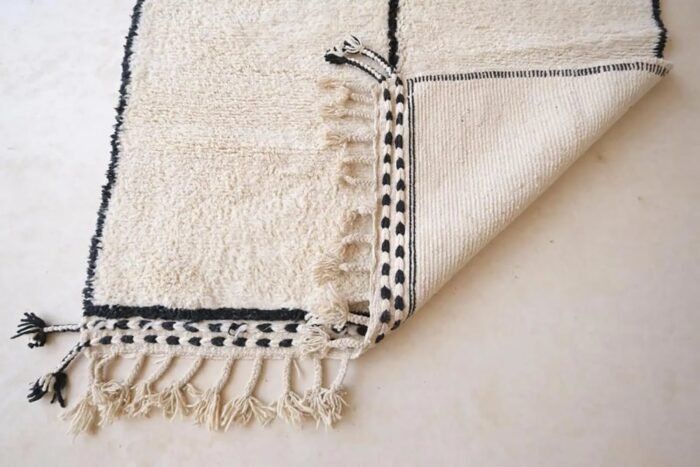 Pure wool Moroccan Berber rug, plain ivory