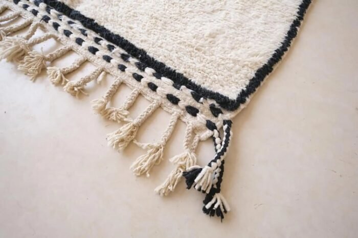 Pure wool Moroccan Berber rug, plain ivory