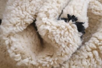 Pure wool Moroccan Berber rug, plain ivory