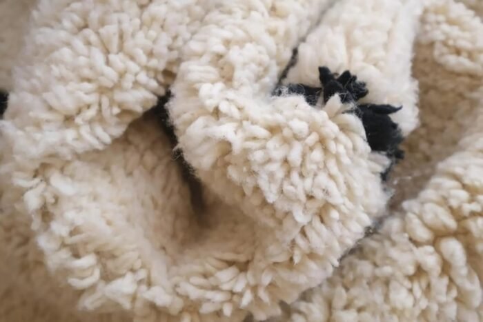 Pure wool Moroccan Berber rug, plain ivory