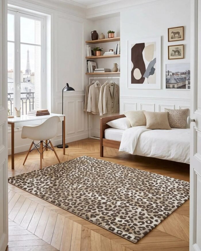 Soft rug with leopard design KAROO
