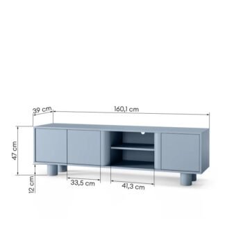 TV spintelė FRONDERA, 160 cm, dūminė mėlyna