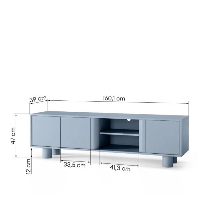 TV spintelė FRONDERA, 160 cm, dūminė mėlyna
