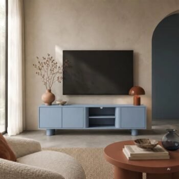 TV spintelė FRONDERA, 160 cm, dūminė mėlyna