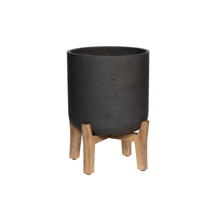 Vazonas CHARLIE L ANT ŽEMŲ KOJELIŲ, Ø25xH34,5 cm, matinis juodas