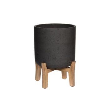 Vazonas CHARLIE XL ANT ŽEMŲ KOJELIŲ, Ø32xH44,5 cm, matinis juodas