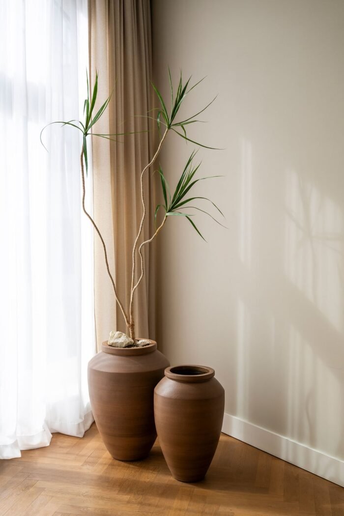Vazonas DAFNI M, Ø40xH60 cm, tamsiai rudas