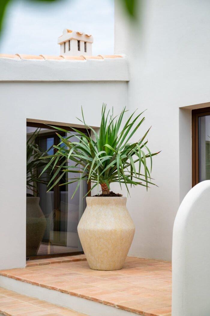 Vazonas FLEURI HIGH L, Ø61xH75 cm, travertino