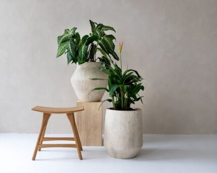 Vazonas HARITH HIGH S, Ø40xH48 cm, travertino