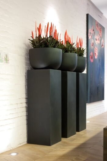 Vazonas SUNNY L, Ø45xH27 cm, tamsiai pilkas