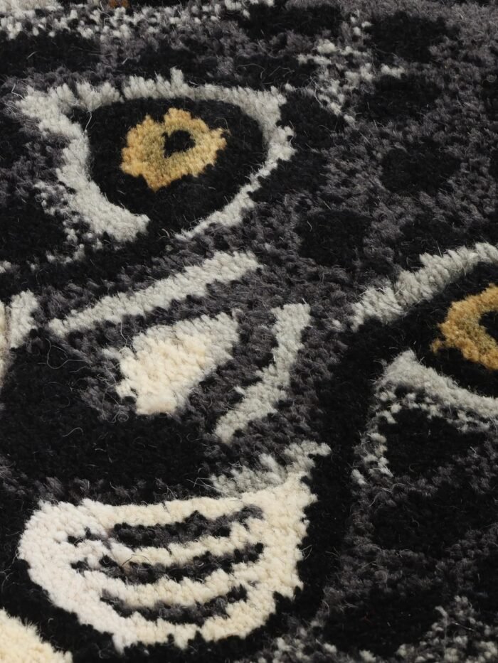 Vilnonis kilimas LEOVERA, juodas, 100x160 cm